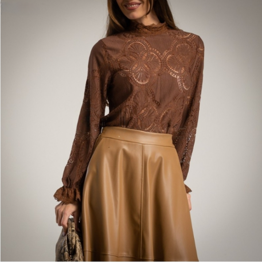 Blusa de blonda marron chocolate