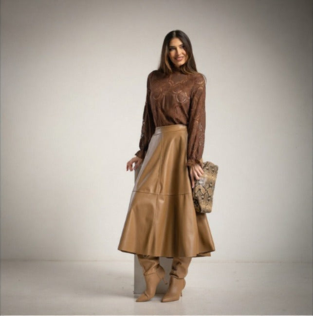 Blusa de blonda marron chocolate