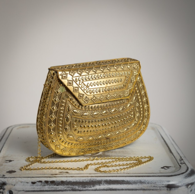 Bolso Pequeño Metálico Dordo con Grabados