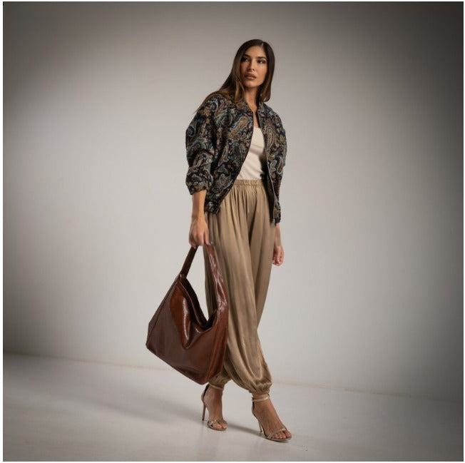 Bomber azul marino estampado paisley