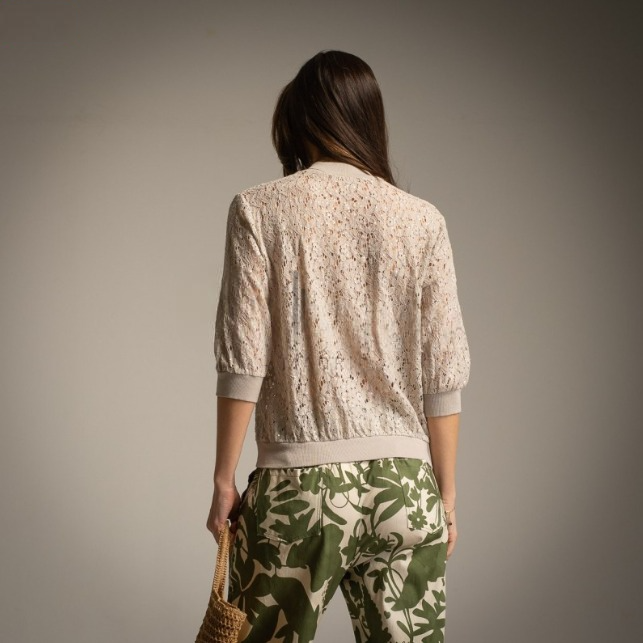 Bomber blonda con lentejuelas beige Chris Botti Shop