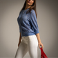 Bomber de Encaje  con lentejuelas azul denim Chris Botti Shop