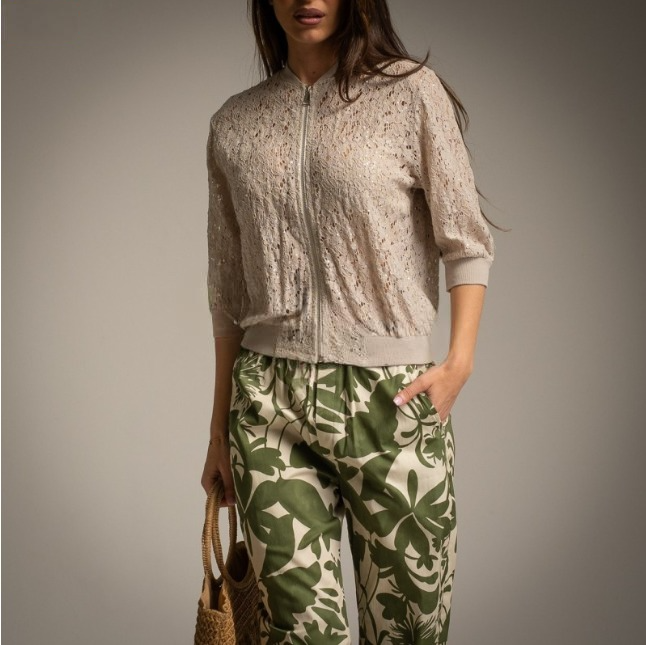 Bomber de encaje con lentejuelas beige Chris Botti Shop