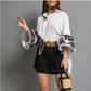 Camisa Blanca Mangas Guipur Volantes