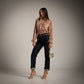 Camisa con chorreras estampado piton beige