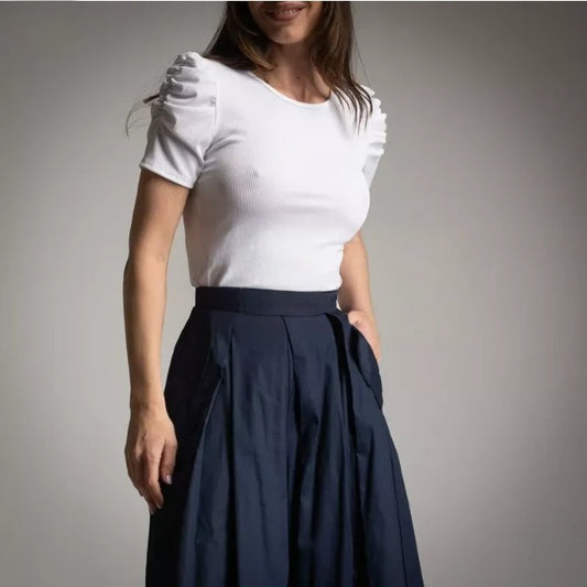 Camiseta Manga Fruncida Blanca ZARA
