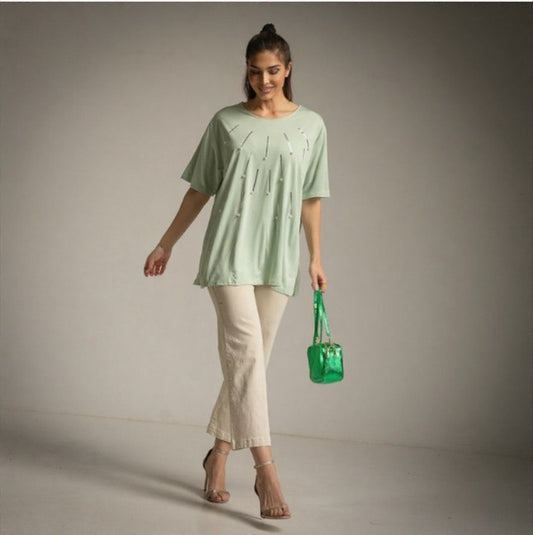 Camiseta_Perlas_Oversize_Verde_Menta