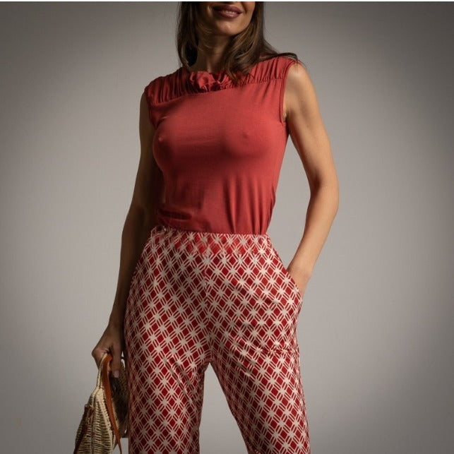 Camiseta Maquillaje satinada y drapeada sin mangas