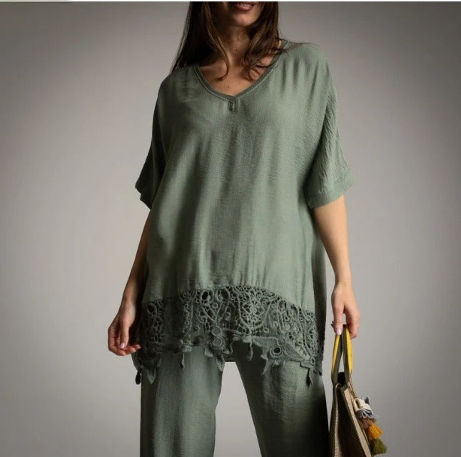 Casaca Oversize Caqui Puntilla ZARA