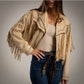Cazadora con flecos estilo western beige