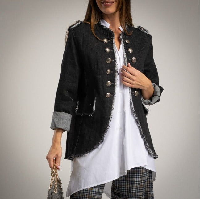 Chaqueta denim napoleonica negra