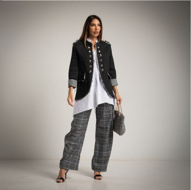 Chaqueta denim napoleonica negra