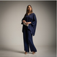 Conjunto Casaca y Pantalón Oversize Saten Azul Marino