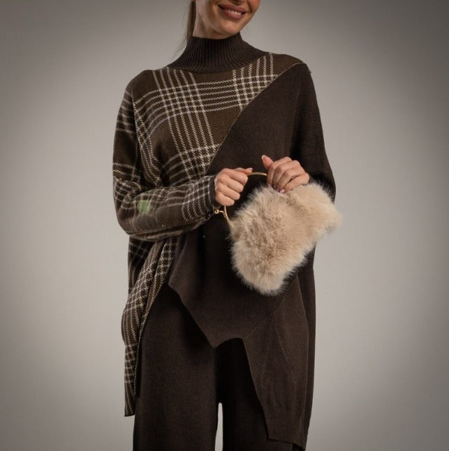 Conjunto de lana marron chocolate compuesto por pantalon y jersey