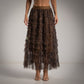 Falda de Tul con volantes estampado animal print marron