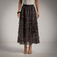 Falda de Tul con volantes estampado animal print taupe