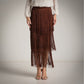Falda de flecos marron chocolate