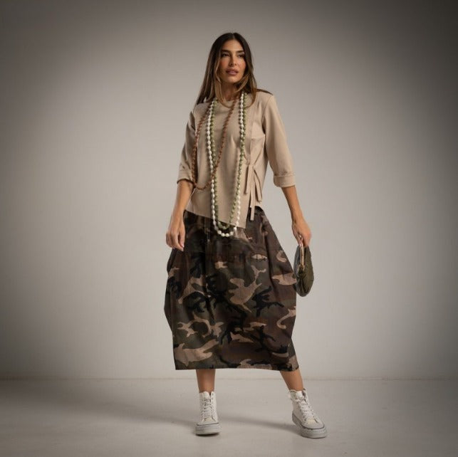 Falda globo camuflaje caqui