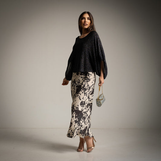 Falda satinada animal print ZARA
