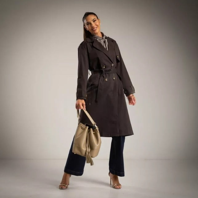 Gabardina marron chocolate