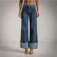 Jeans Azules Wide leg con brillantes incrustados