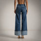 Jeans Azules Wide leg con brillantes incrustados
