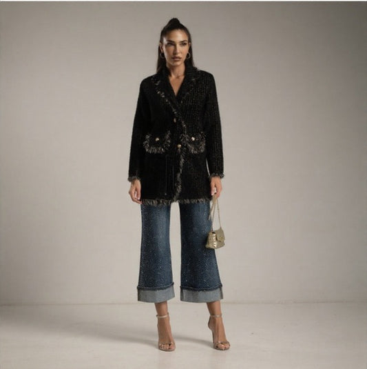 Jeans acampanados capri con brillantes