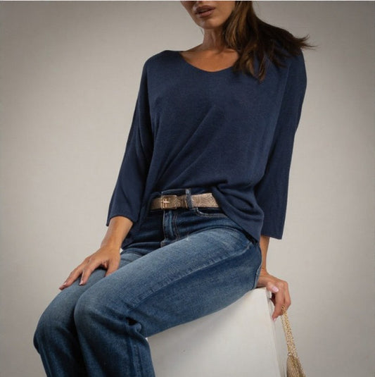 Jersey Fino de Angora Azul Marino Moda50