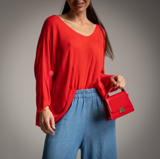 Jersey Fino de Angora Rojo 