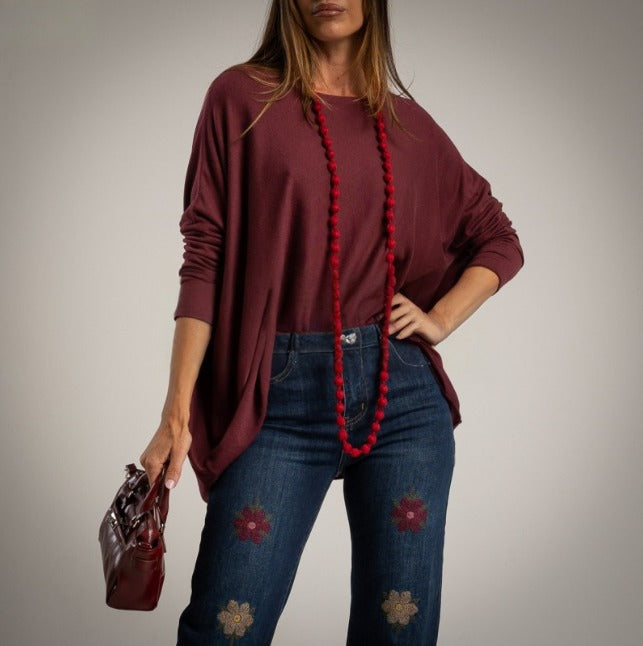 Jersey Oversize Punto Fino Burgundy