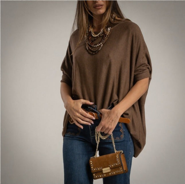 Jersey Oversize Punto Fino Marron chocolate