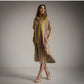 Kaftan Kaki, Rosa  y Verde Fluor de algodon con bolsillos
