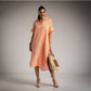 Kaftan a rayas naranja fluor y blancas
