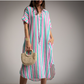 Kaftan a rayas turquesa y lila