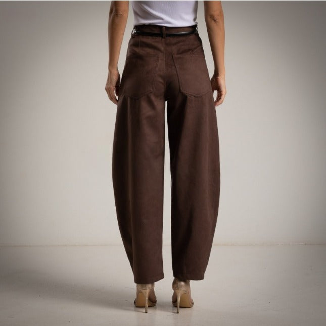 Pantalón Bombacho marrón chocolate de antelina