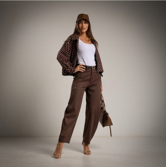 Pantalón Bombacho marrón chocolate de antelina