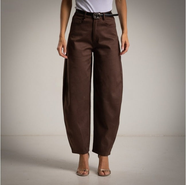 Pantalón Bombacho marrón chocolate de antelina