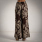 Pantalón marron chcolate estampado pasley satinado