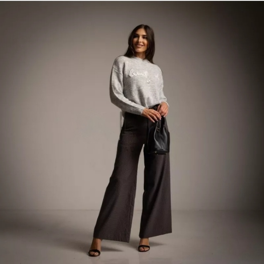 Pantalón Gris Ancho de Vestir Carlota and Co