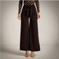 Pantalón Crepe palazzo marron chocolate con lazo en la cintura