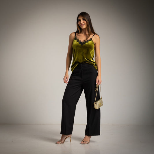 Pantalon Palazzo Negro con cintura elastica