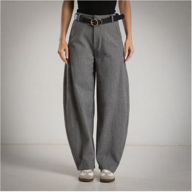 Pantalon bombacho espiga gris