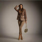 Pantalon capri beige con cinturon