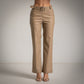 Pantalon ecopiel con cinturon beige