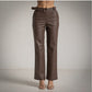 Pantalon ecopiel con cinturon marron chocolate