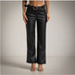 Pantalon ecopiel con cinturon negro