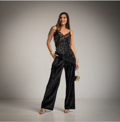 Top lencero asimetrico de lentejuelasplata