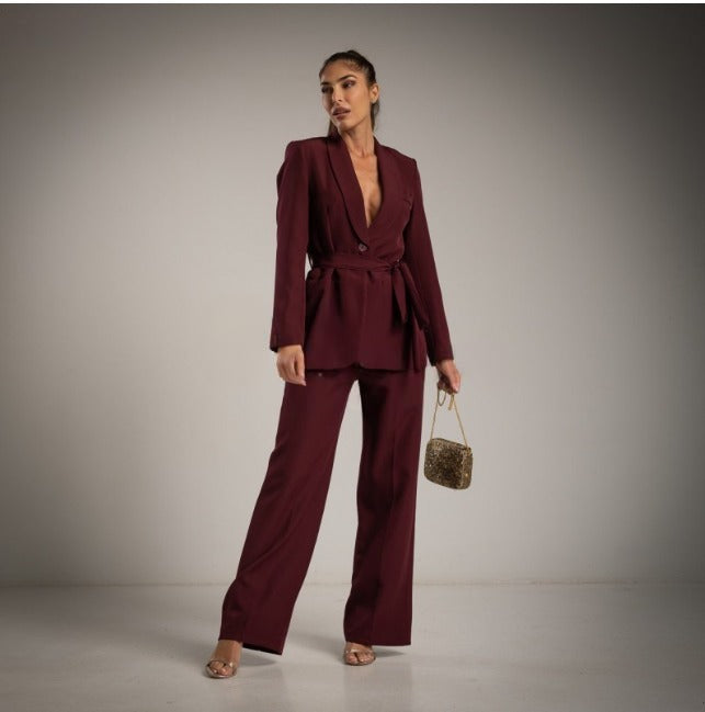 Traje pantalon burgundy