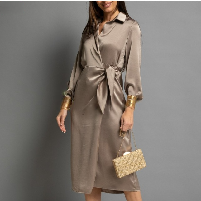 Vestido Beige Satinado