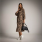 Vestido Animal Print Taupe Con Catrina de entejuelas enla Espalda